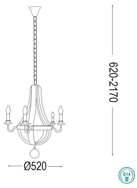 Πολυέλαιος Ideal Lux Millennium 129921 D52