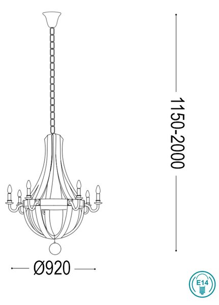 Πολυέλαιος Ideal Lux Millennium 129709 D92