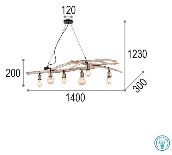 Φωτιστικό Κρεμαστό Ideal Lux Driftwood 180922