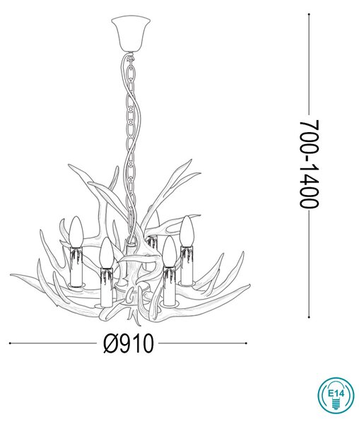 Φωτιστικό Κρεμαστό Ideal Lux Chalet 115504 D91