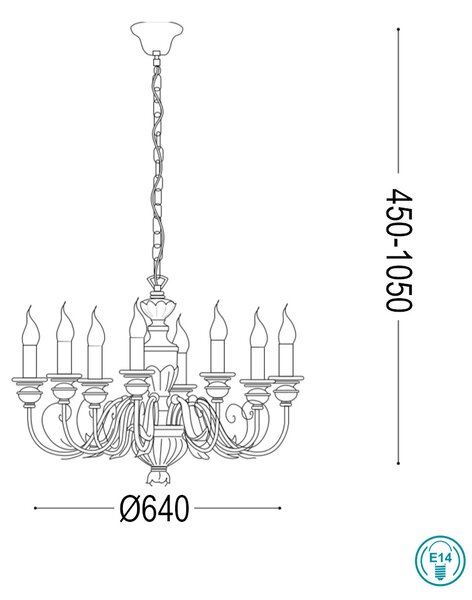 Πολυέλαιος Ideal Lux Firenze 020839 Χρυσό