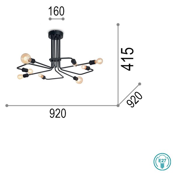 Φωτιστικό Οροφής Ideal Lux Triumph 242378 Μαύρο