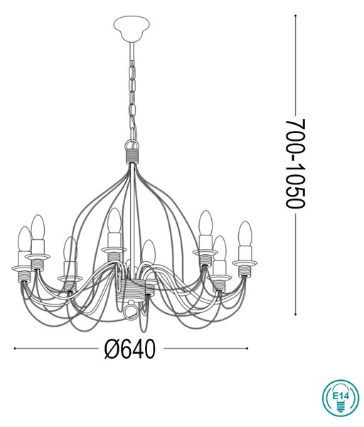 Φωτιστικό Κρεμαστό Ideal Lux Corte 057187 Σκουριά