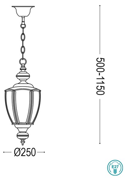 Φωτιστικό Κρεμαστό Ideal Lux Norma 005911 Αντικέ