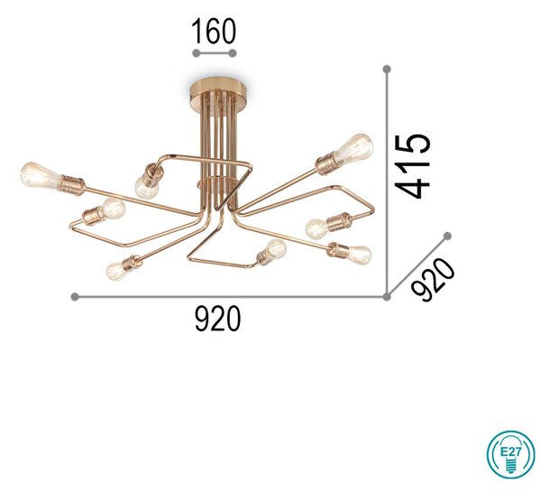 Φωτιστικό Οροφής Ideal Lux Triumph 160313 Χρυσό Ματ