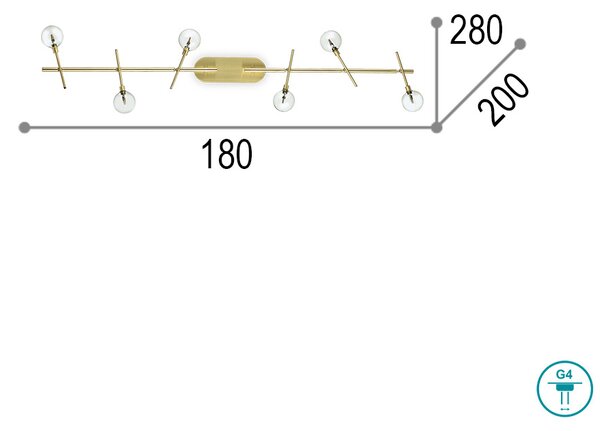 Φωτιστικό Οροφής Ideal Lux Maracas 200361 Χρυσό Ματ