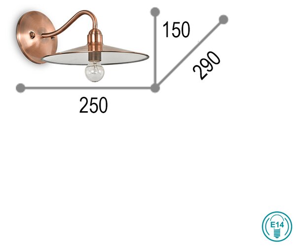 Απλίκα Ideal Lux Cantina 112695 Χαλκός