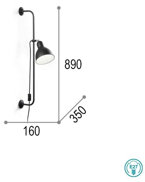 Απλίκα Ideal Lux Shower 179643 Μαύρη