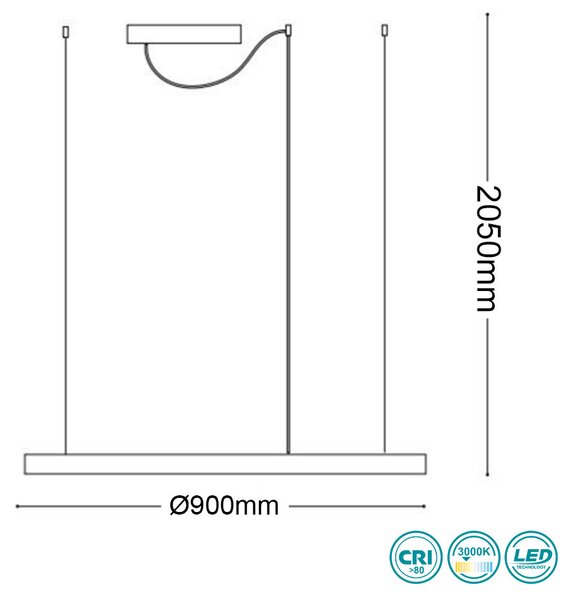 Φωτιστικό Κρεμαστό Ideal Lux Oracle Slim 229478 D90 Λευκό (3000K)