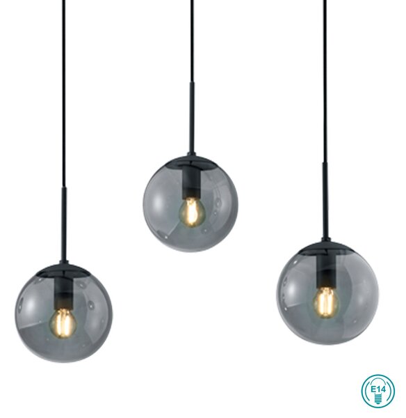 Φωτιστικό Κρεμαστό Ράγα Retro Trio Lighting Balini 308500542 Ανθρακί