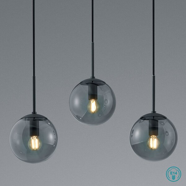 Φωτιστικό Κρεμαστό Ράγα Retro Trio Lighting Balini 308500542 Ανθρακί