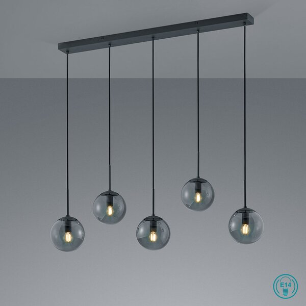 Φωτιστικό Κρεμαστό Ράγα Retro Trio Lighting Balini 308500542 Ανθρακί