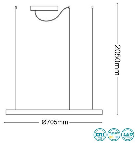 Φωτιστικό Κρεμαστό Ideal Lux Oracle Slim 229485 D70,5 Λευκό (3000K)