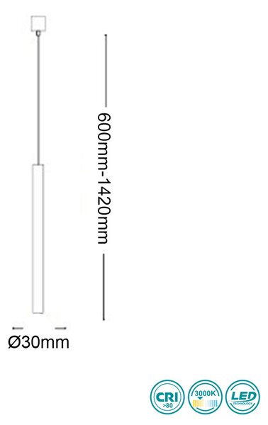 Φωτιστικό Κρεμαστό Ideal Lux Ultrathin 156682 Η142 Λευκό