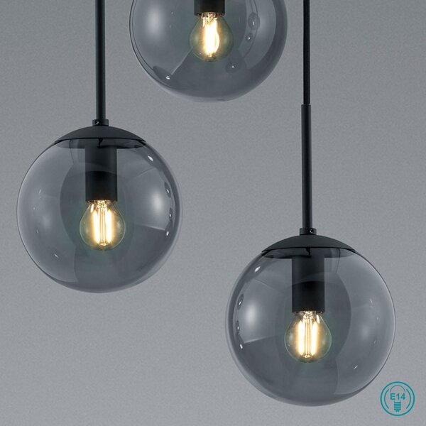 Φωτιστικό Κρεμαστό Retro Trio Lighting Balini 308590342 Ανθρακί