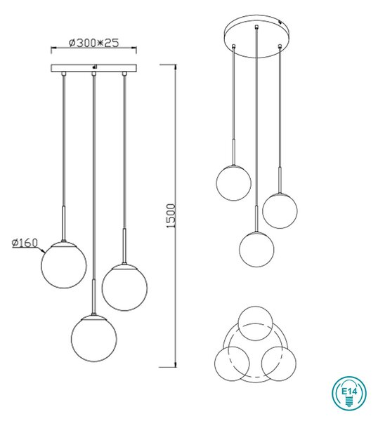 Φωτιστικό Κρεμαστό Retro Trio Lighting Balini 308590342 Ανθρακί