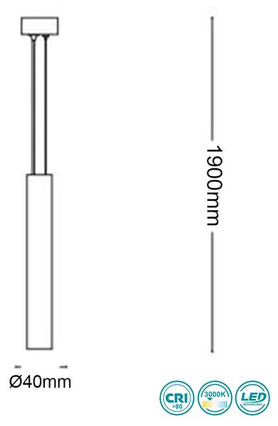 Φωτιστικό Κρεμαστό Ideal Lux Tube 211466 D4 Μαύρο