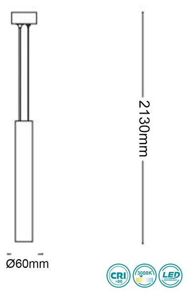 Φωτιστικό Κρεμαστό Ideal Lux Tube 211701 D6 Λευκό