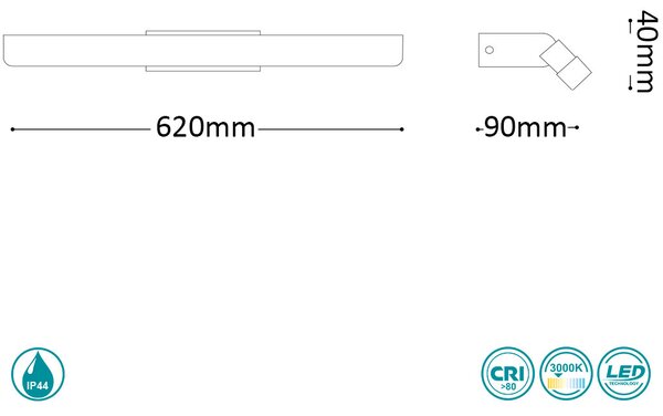 Απλίκα Μπάνιου Ideal Lux Riflesso 142289 L62 Λευκό