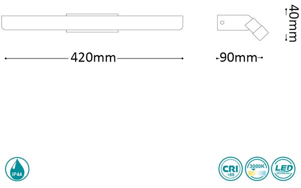 Απλίκα Μπάνιου Ideal Lux Riflesso 142272 L42 Χρώμιο