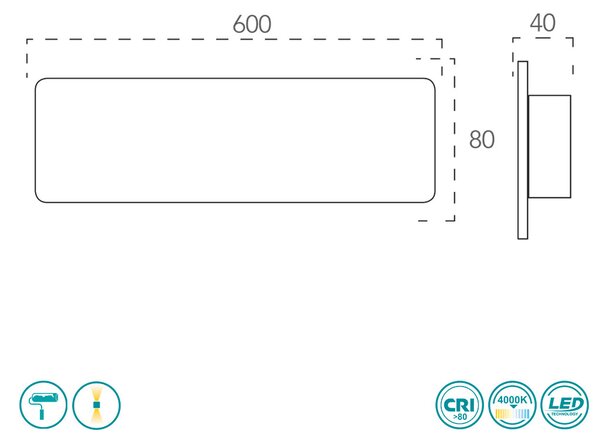 Απλίκα Intec Led-Optisei-AP60 8031414866557 Γύψινη