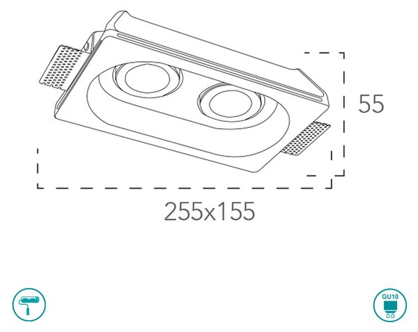 Φωτιστικό Σποτ Χωνευτό Intec Morgana-Q2 8031434201215 Γύψινο