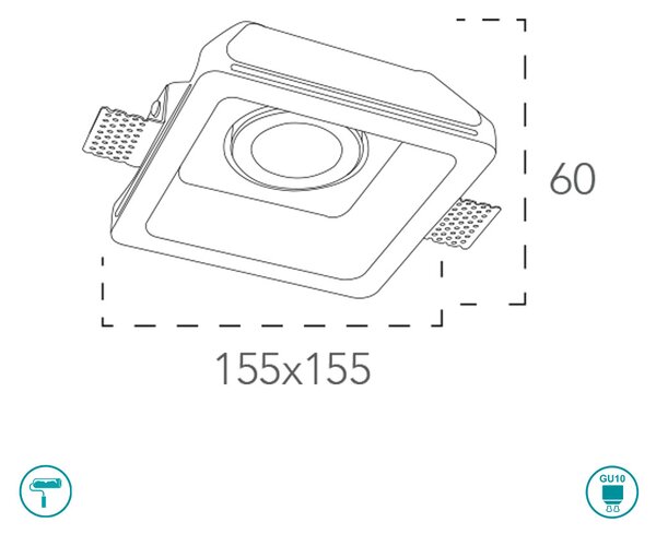 Φωτιστικό Σποτ Χωνευτό Intec Morgana-Q1 8031434231212 Γύψινο