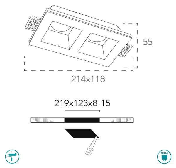 Φωτιστικό Σποτ Χωνευτό Intec Ghost-Q2 8031434301212 Γύψινο