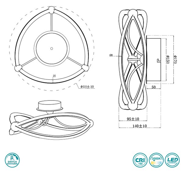 Φωτιστικό Οροφής Trio Lighting Charivari 621210107 Νίκελ Ματ