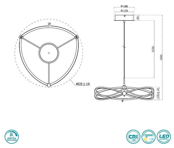 Φωτιστικό Κρεμαστό Trio Lighting Charivari 321210107 Νίκελ Ματ