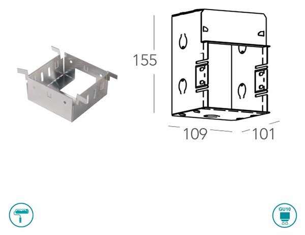 Φωτιστικό Σποτ Χωνευτό Επίτοιχο Intec Ariel-RS1 8031434131215 Γύψινο