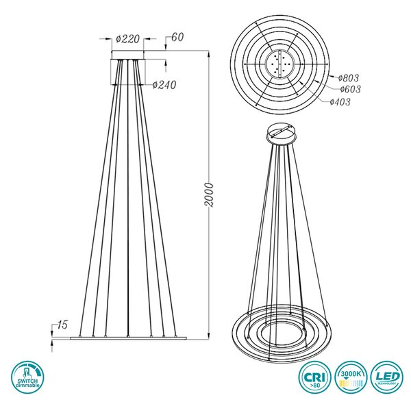 Φωτιστικό Κρεμαστό Trio Lighting Durban 321910342 Ανθρακί