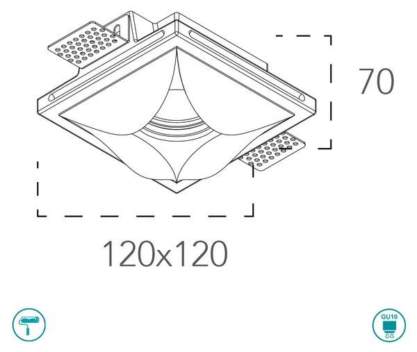 Φωτιστικό Σποτ Χωνευτό Intec Brick-Q1 8031414873586 Γύψινο