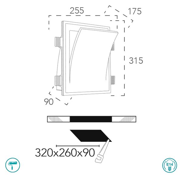 Φωτιστικό Σποτ Χωνευτό Επίτοιχο Intec Anima-AP2 8031414861323 Γύψινο