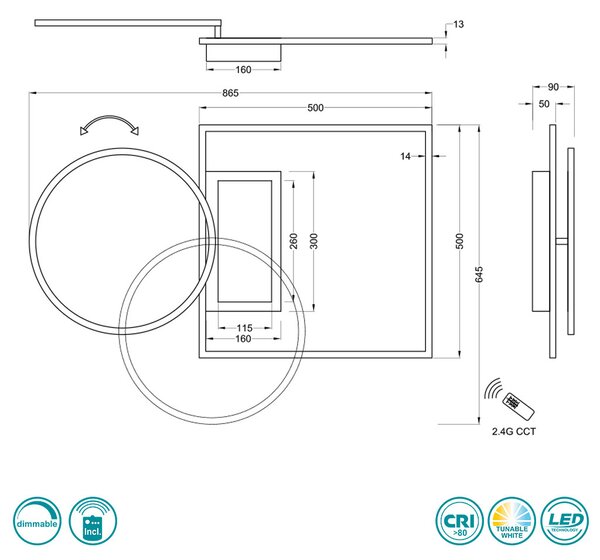 Φωτιστικό Οροφής Trio Lighting Downey 620510307 Νίκελ Ματ