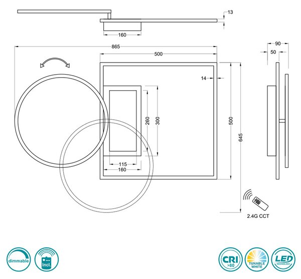 Φωτιστικό Οροφής Trio Lighting Downey 620510331 Λευκό Ματ