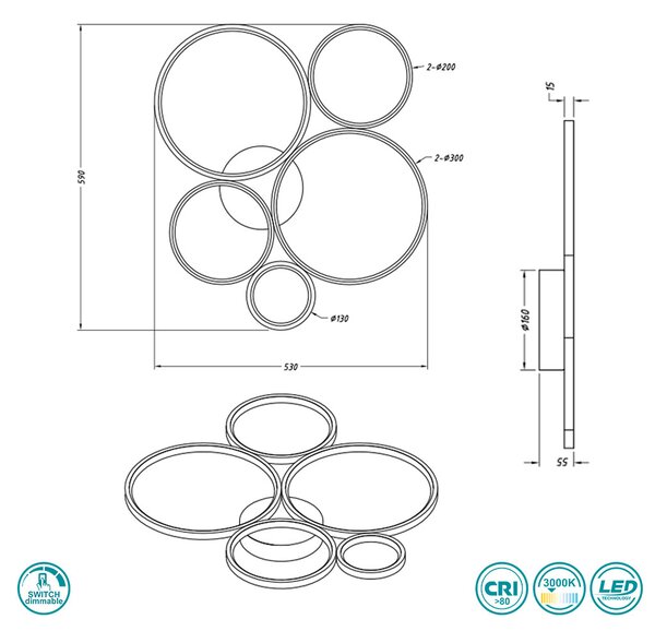 Φωτιστικό Οροφής Trio Lighting Rondo 622610531 Λευκό Ματ