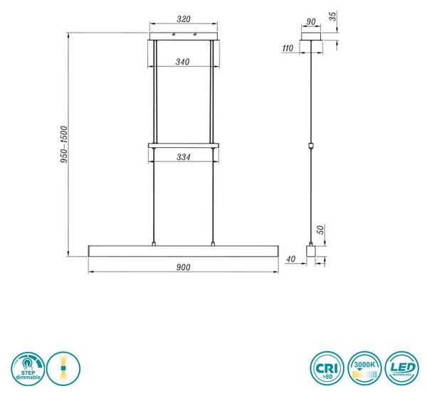 Γραμμικό Φωτιστικό RL Lighting Paros R32043132 Μαύρο Ματ