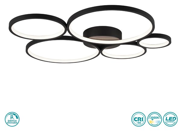 Φωτιστικό Οροφής Trio Lighting Rondo 622610532 Μαύρο Ματ