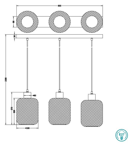 Φωτιστικό Κρεμαστό Ράγα Vintage Industrial RL Lighting Calimero R30563032 Μαύρο Ματ