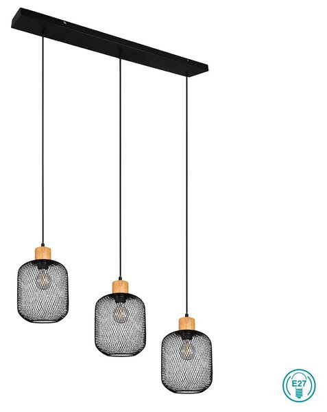 Φωτιστικό Κρεμαστό Ράγα Vintage Industrial RL Lighting Calimero R30563032 Μαύρο Ματ