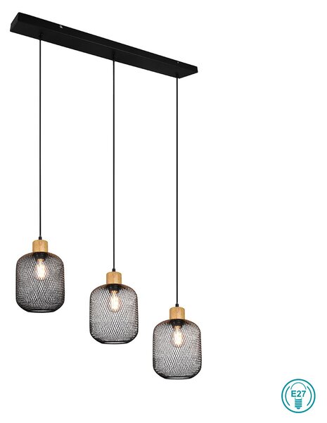 Φωτιστικό Κρεμαστό Ράγα Vintage Industrial RL Lighting Calimero R30563032 Μαύρο Ματ