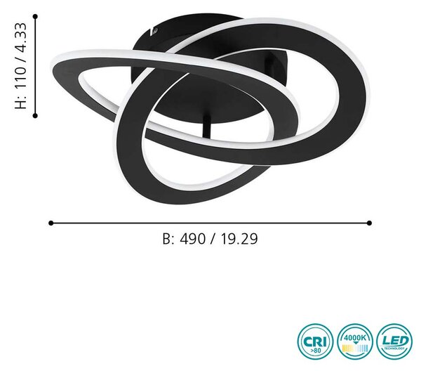 Φωτιστικό Οροφής Eglo Rolimare 99395 Μαύρο