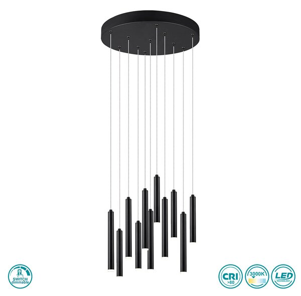 Φωτιστικό Κρεμαστό Trio Lighting Tubular 321691132 Μαύρο Ματ