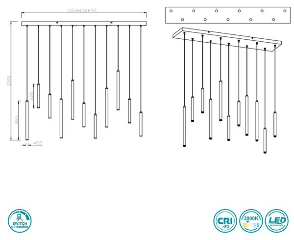 Φωτιστικό Κρεμαστό Trio Lighting Tubular 321611131 Λευκό Ματ