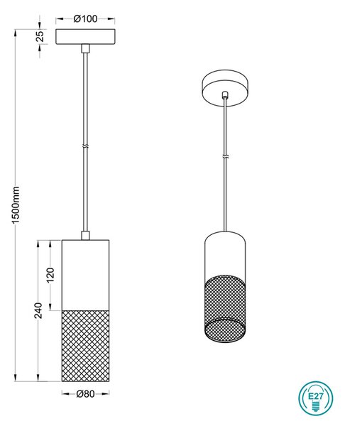 Φωτιστικό Κρεμαστό Trio Lighting Tosh 304300134 Λευκό Ξύλο - Μαύρο Ματ