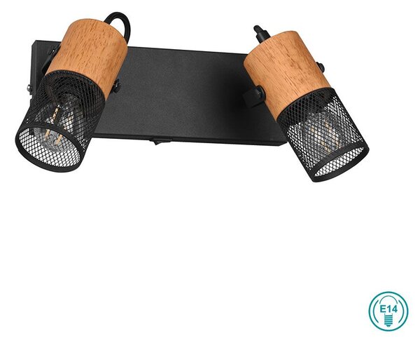 Φωτιστικό Ράγα Σποτ Retro Trio Lighting Tosh 804370232 Ξύλο - Μαύρο Ματ