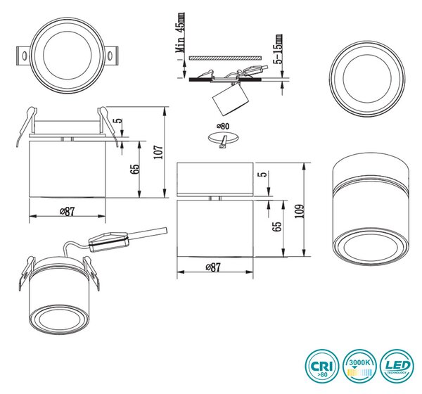 Φωτιστικό Οροφής Trio Lighting Taurus 652910132 Μαύρο Ματ