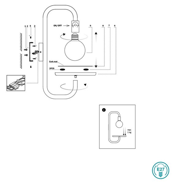 Απλίκα Faro Guest 01045 Μαύρο