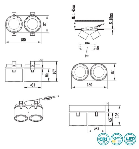 Φωτιστικό Οροφής Ράγα Trio Lighting Taurus 652910231 Λευκό Ματ